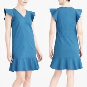 J Crew Mercantile Ruffle Tank Dress Blue